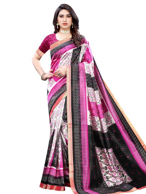 ikat printed saree with blouse - 17609411 - Very Small Image - 1