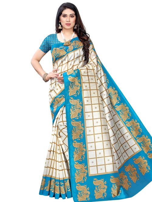 check printed saree - 17609422 - Very Small Image - 1