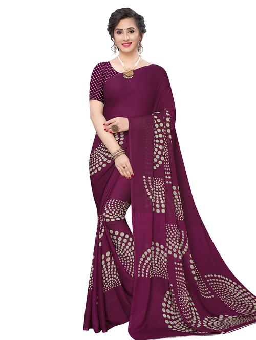 polka dots printed saree with blouse - 17609453 - Very Small Image - 1