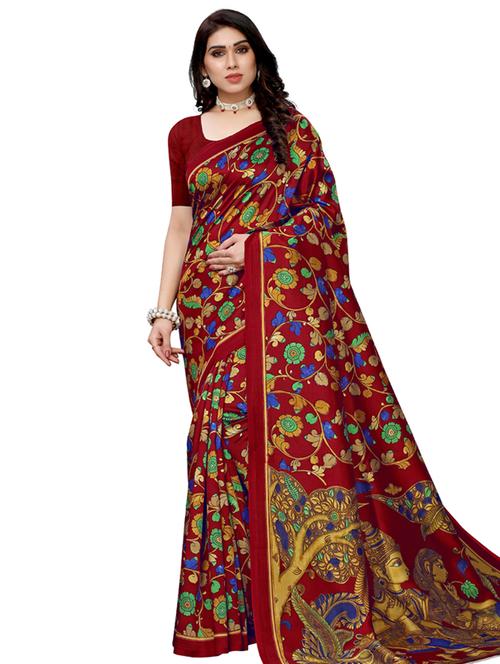 floral printed saree with blouse - 17609467 - Very Small Image - 1
