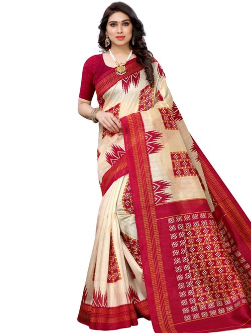 ikat printed saree with blouse - 17609493 - Very Small Image - 1