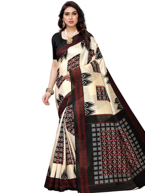ikat printed saree with blouse - 17609494 - Very Small Image - 1