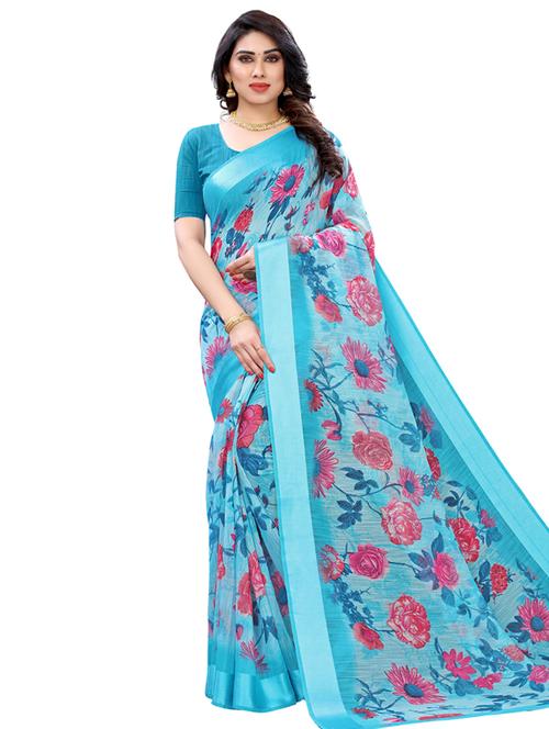 floral printed saree - 17609515 - Very Small Image - 1