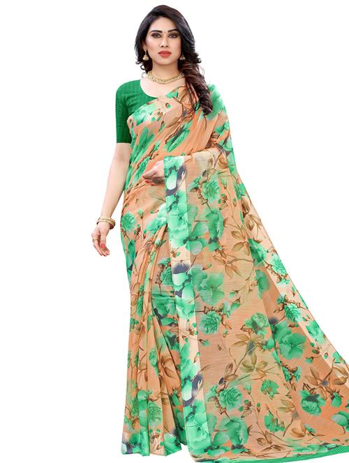 floral printed saree - 17609516 - Very Small Image - 1