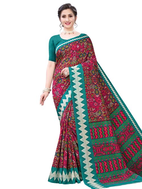 ikat printed saree with blouse - 17609522 - Very Small Image - 1