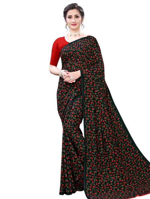 floral printed saree with blouse - 17609529 - Very Small Image - 1