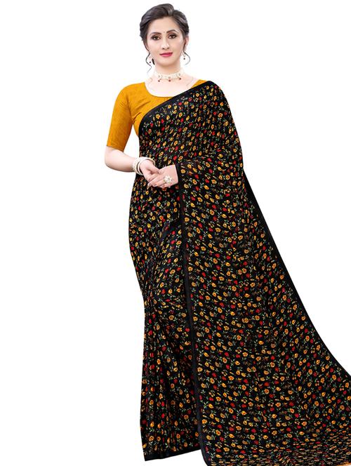 floral printed saree with blouse - 17609530 - Very Small Image - 1