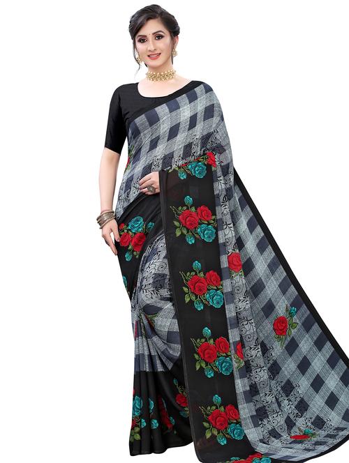 floral printed saree - 17609547 - Very Small Image - 1
