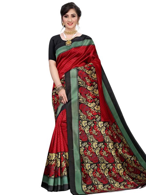 floral printed saree with blouse - 17609580 - Very Small Image - 1