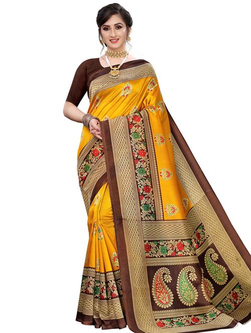 floral printed saree with blouse - 17609594 - Very Small Image - 1