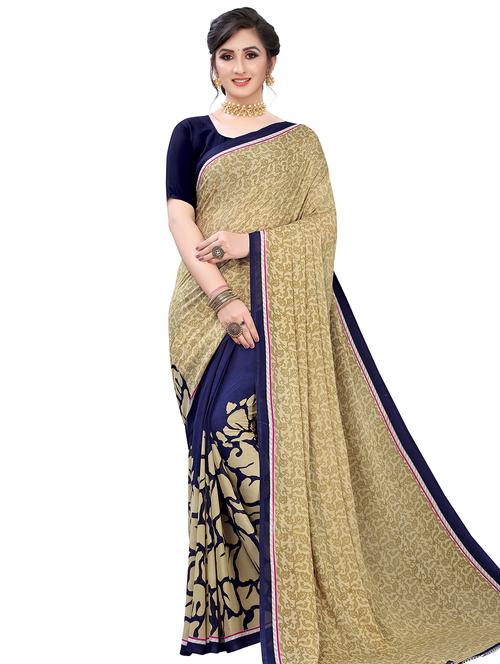 floral printed saree with blouse - 17609602 - Very Small Image - 1