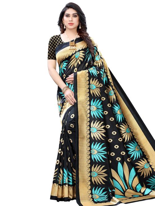 floral printed saree with blouse - 17609618 - Very Small Image - 1