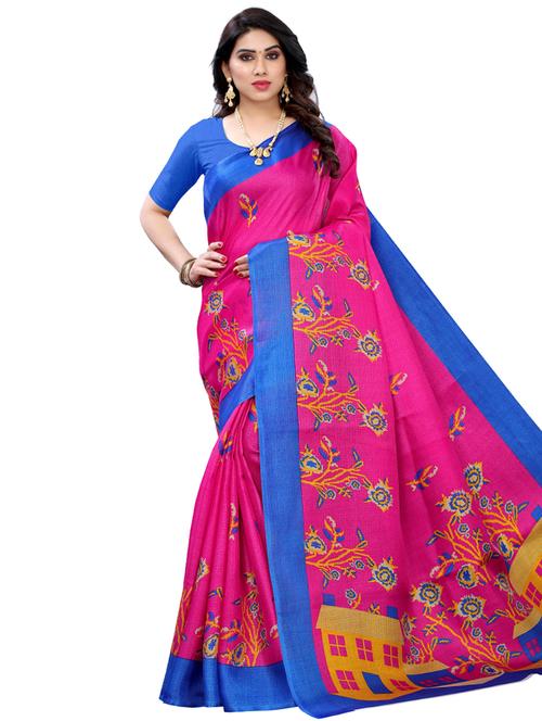floral printed saree with blouse - 17609653 - Very Small Image - 1