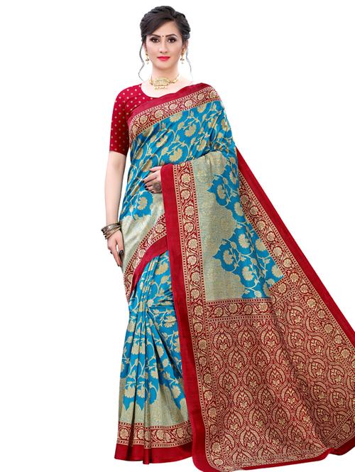 floral printed saree with blouse - 17609662 - Very Small Image - 1