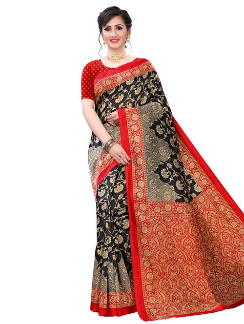 floral printed saree with blouse - 17609664 - Very Small Image - 1