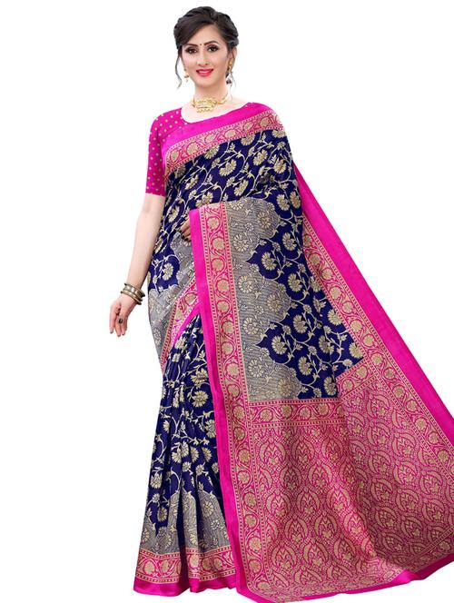 floral printed saree with blouse - 17609665 - Very Small Image - 1