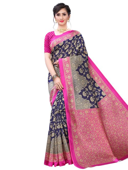 floral printed saree with blouse - 17609666 - Very Small Image - 1