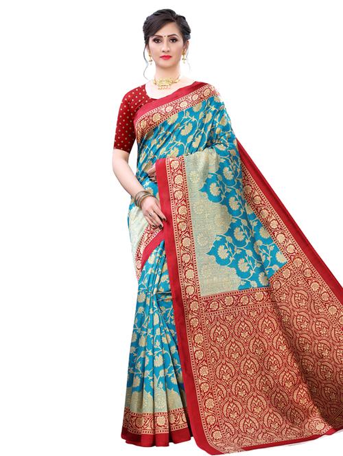 floral printed saree with blouse - 17609667 - Very Small Image - 1