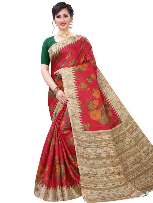 floral printed saree with blouse - 17609674 - Very Small Image - 1