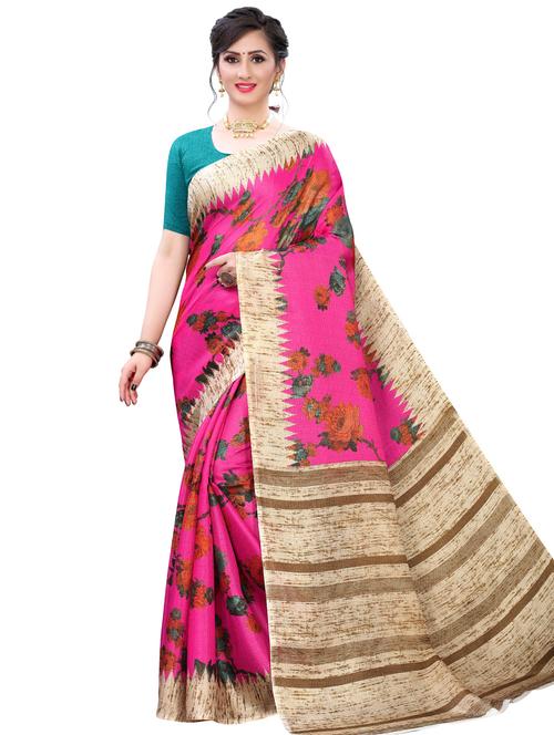 floral printed saree with blouse - 17609675 - Very Small Image - 1