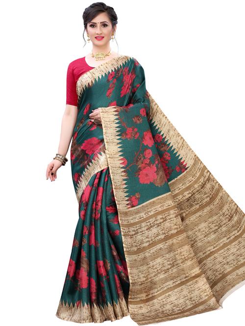 floral printed saree with blouse - 17609677 - Very Small Image - 1