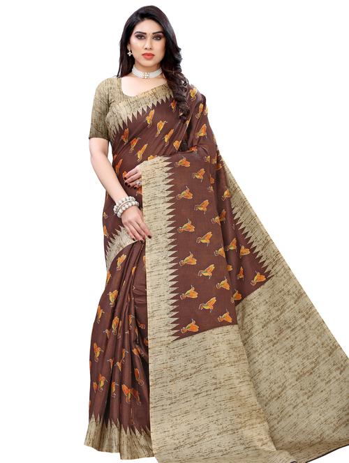 conversational printed saree with blouse - 17609682 - Very Small Image - 1