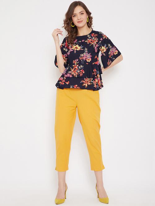 floral peplum top and cotton trouser set - 17609749 - Very Small Image - 1