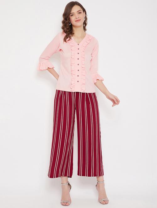 ruffled top & stripe palazzo set - 17609756 - Very Small Image - 1