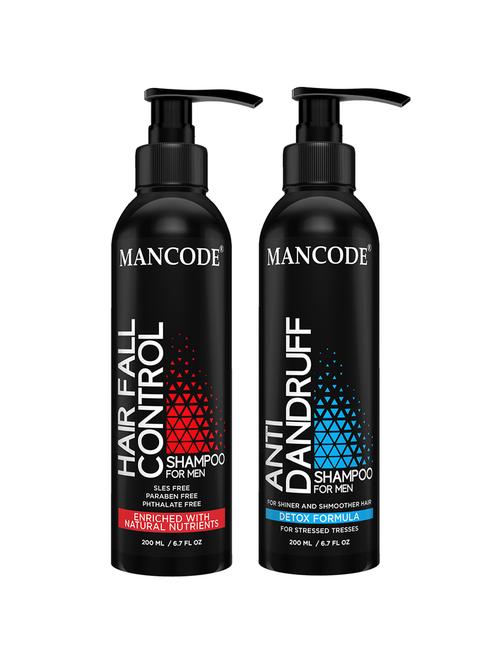 mancode anti dandruff shampoo 200ml + hair fall control shampoo 200ml for men, prevents dandruff - 17609797 - Very Small Image - 1
