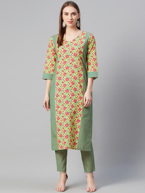 yellow cotton straight kurta - 17609890 - Very Small Image - 1