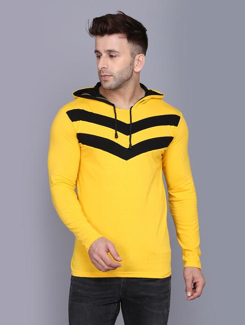 yellow color block cut & sew t-shirt - 17610279 - Very Small Image - 1