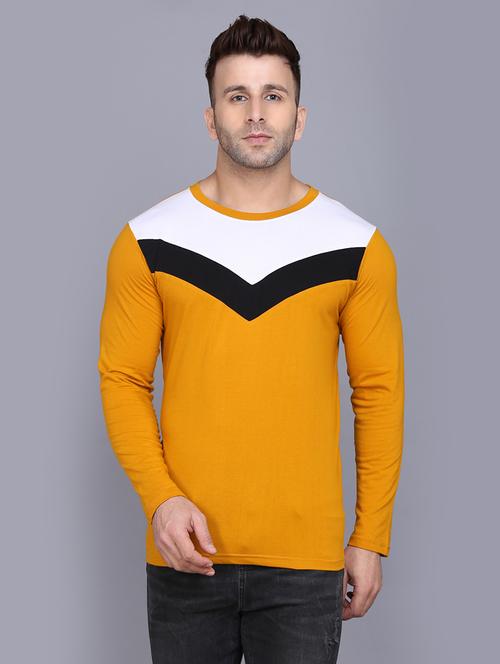 orange color block cut & sew t-shirt - 17610300 - Very Small Image - 1