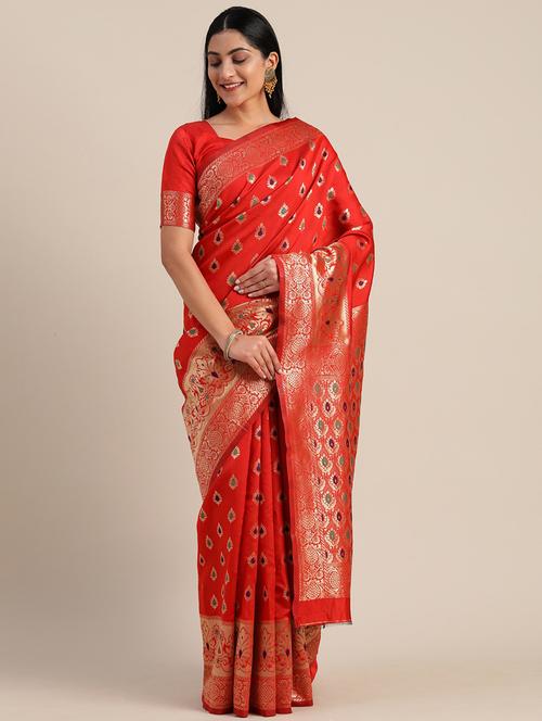 jacquard mysore silk saree with blouse - 17610324 - Very Small Image - 1