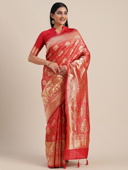 jacquard maheshwari saree with blouse - 17610377 - Very Small Image - 1