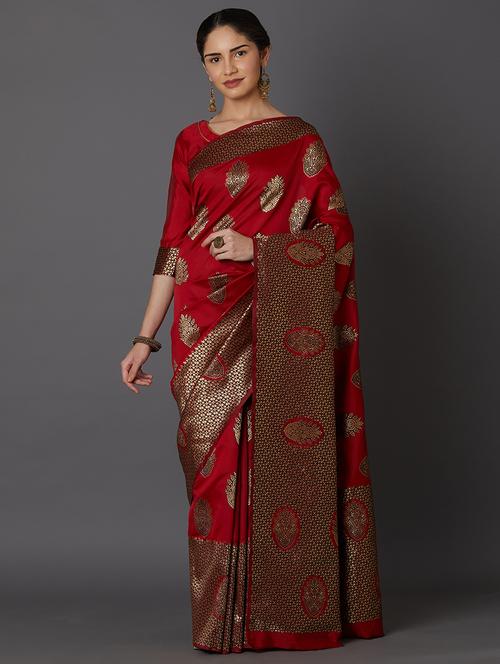 jacquard kanjivaram saree with blouse - 17610403 - Very Small Image - 1