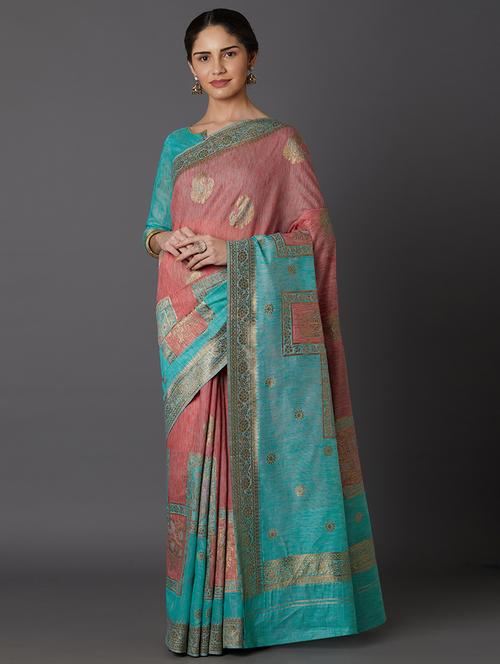 jacquard kanjivaram saree with blouse - 17610404 - Very Small Image - 1