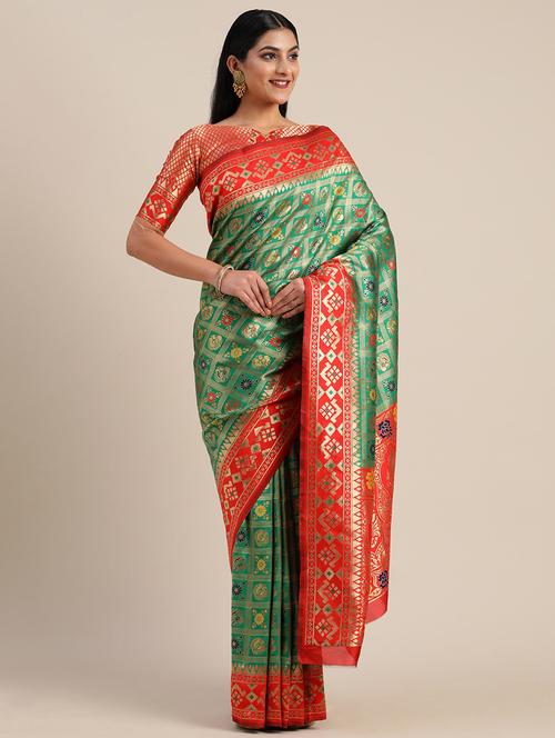 jacquard patola saree with blouse - 17610436 - Very Small Image - 1