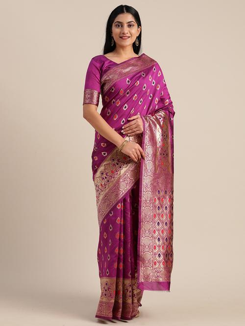 jacquard mysore silk saree with blouse - 17610459 - Very Small Image - 1