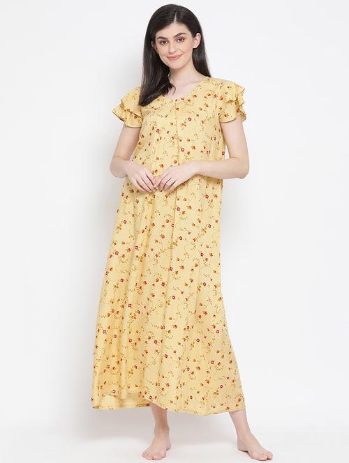 yellow floral nighty - 17610616 - Very Small Image - 1