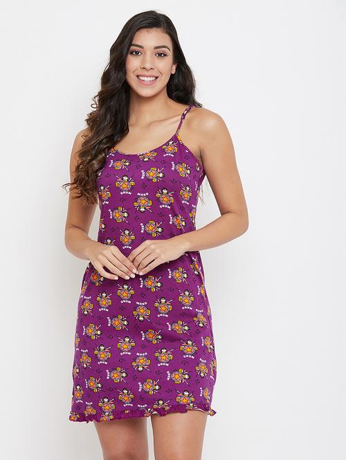 purple cotton sleepshirts - 17610619 - Very Small Image - 1