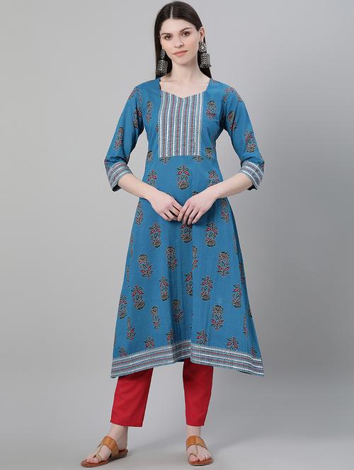 floral a-line kurta - 17611041 - Very Small Image - 1