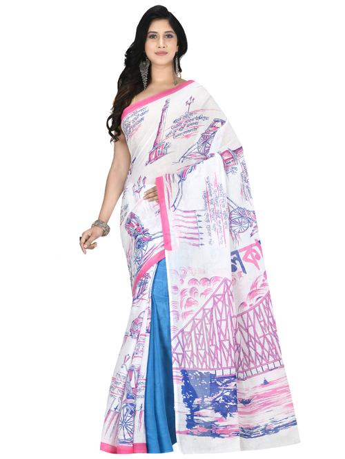 printed tant saree with blouse - 17611174 - Very Small Image - 1