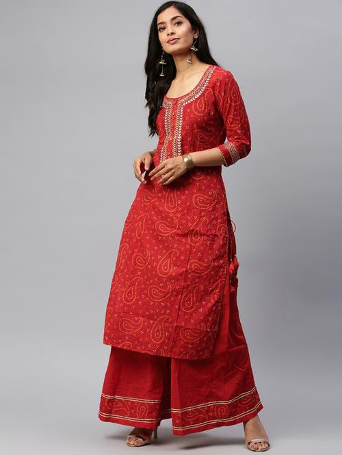 bandhani kurta sharara set - 17611252 - Very Small Image - 1