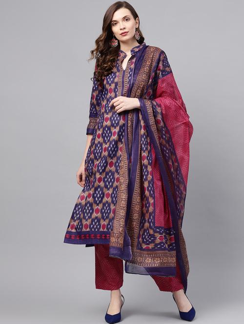 purple cotton kurta pant set - 17611266 - Very Small Image - 1