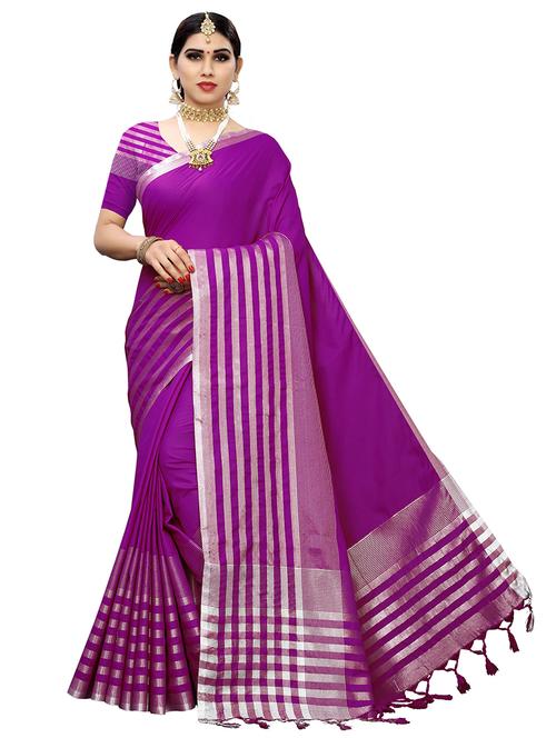striped chettinad saree with blouse - 17611402 - Very Small Image - 1
