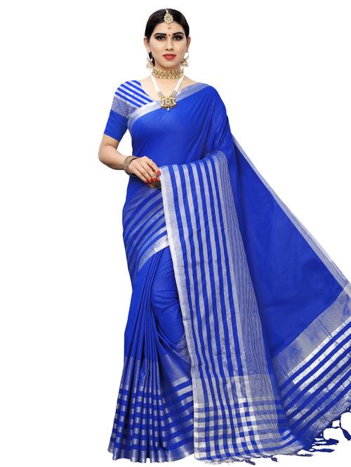 striped chettinad saree with blouse - 17611405 - Very Small Image - 1