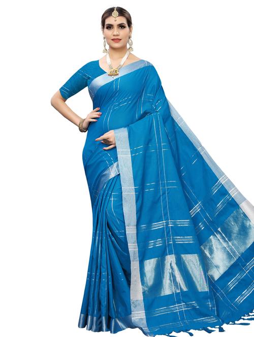 checkered chettinad saree with blouse - 17611407 - Very Small Image - 1