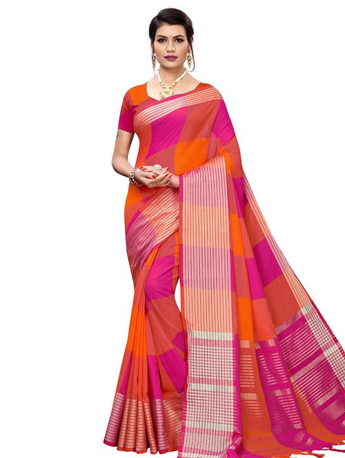 checkered chettinad saree with blouse - 17611417 - Very Small Image - 1