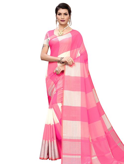 checkered chettinad saree with blouse - 17611420 - Very Small Image - 1