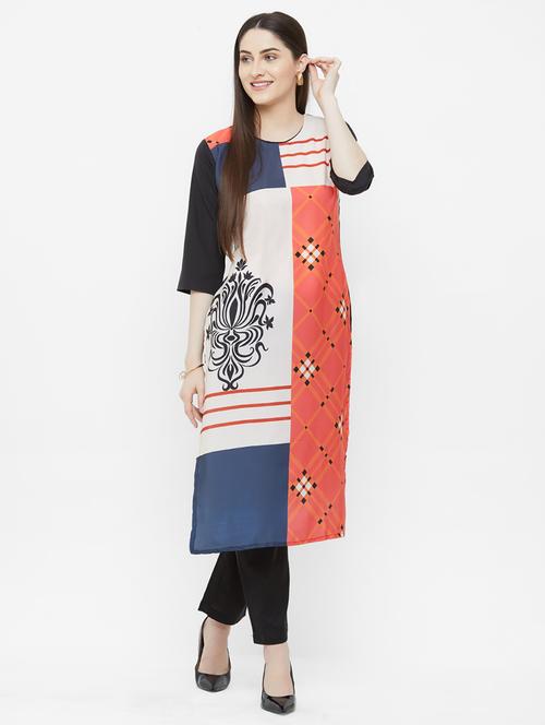 multi colored crepe straight kurta - 17611558 - Very Small Image - 1
